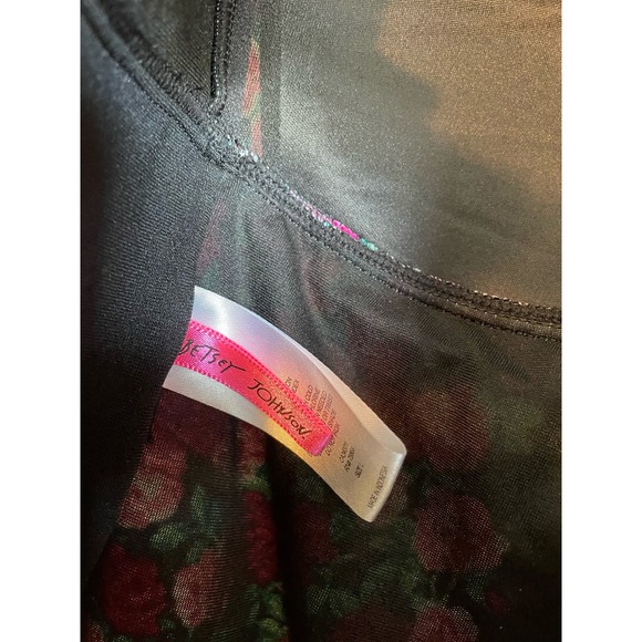 Betsey Johnson black pink floral tankini top padded wireless ruched. Size L - Picture 5 of 6